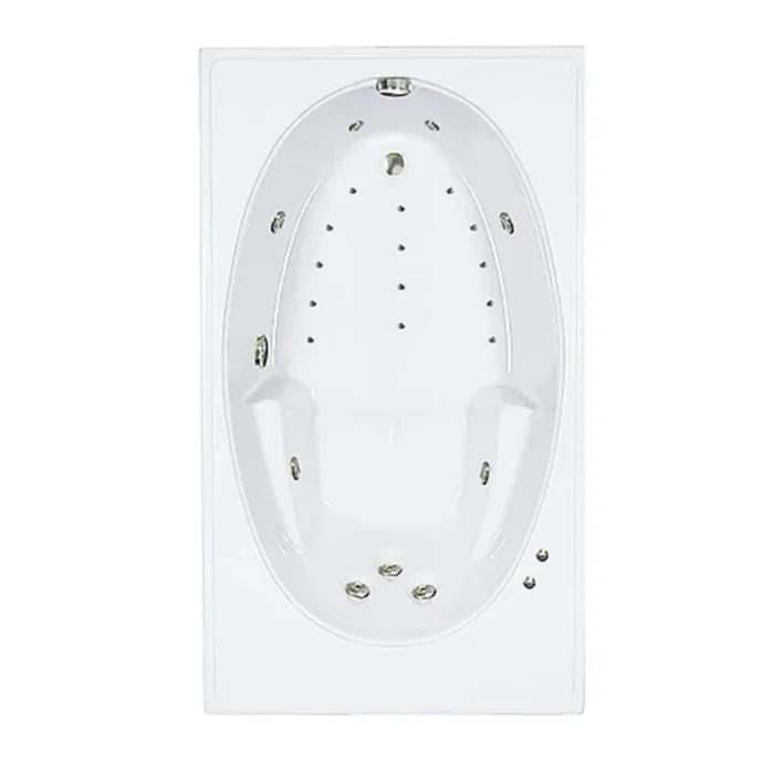 72 in. x 42 in. Acrylic Rectangular Drop-in Whirlpool and Air Bathtub with Reversible Drain in Bone