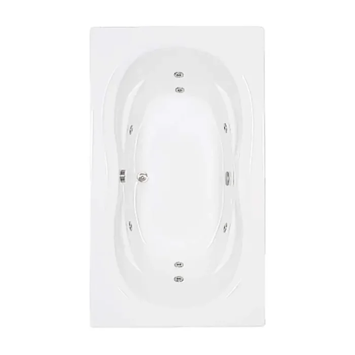 72 in. x 42 in. Acrylic Rectangular Drop-in Whirlpool Bathtub with Center Drain in Bone