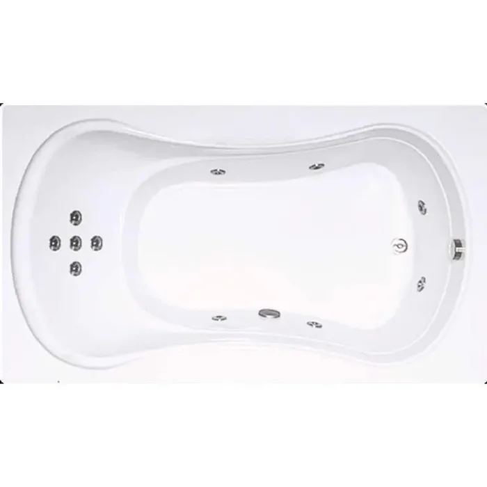 72 in. x 42 in. Acrylic Rectangular Drop-in Whirlpool Bathtub with Reversible Drain in Biscuit