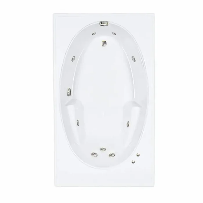 72 in. x 42 in. Acrylic Rectangular Drop-in Whirlpool Bathtub with Reversible Drain in Bone
