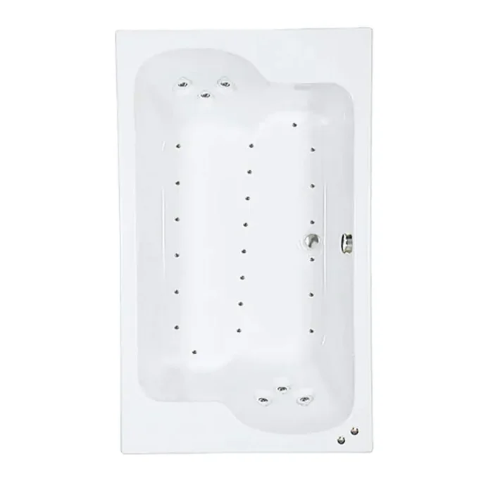 72 in. x 43 in. Acrylic Rectangular Alcove Air Bathtub with Center Drain in Bone