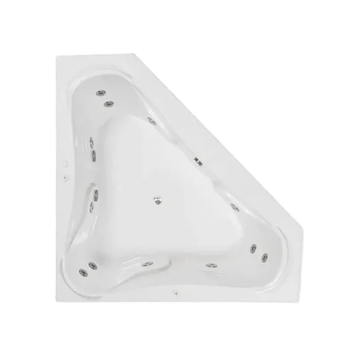 72 in. x 72 in. Acrylic Corner Drop-in Whirlpool Bathtub with Center Drain in Biscuit