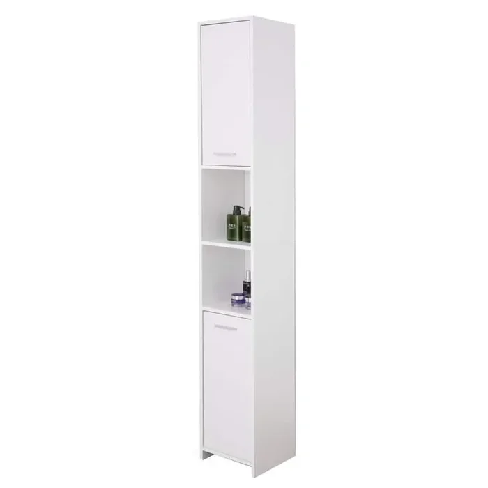 77 in. White Tall Storage Cabinet w/ 2-Doors and Adjustable Shelves, Linen Tower Cabinet, Bathroom Organizer and Storage