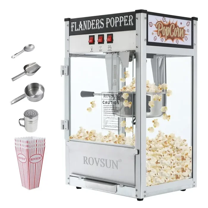 850-Watt 8 oz. Black Countertop Popcorn Machine