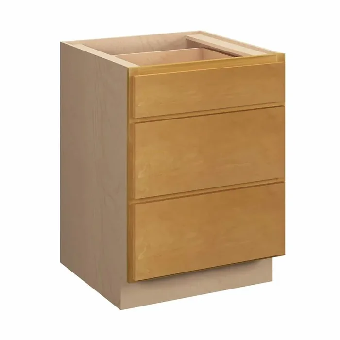 Aberdeen Recessed 24 in. W x 32 in. H x 24 in. D Assembled Plywood Drawer Base Cabinet in Caramel