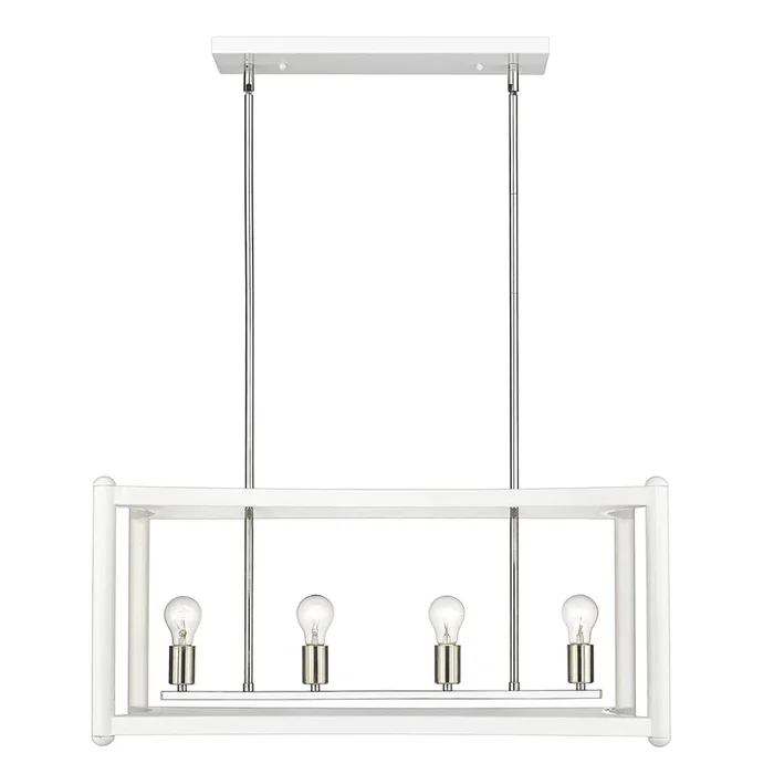 Acclaim Lighting – IN20042WH – Eight Light Linear Pendant – Coyle – White with Polished Nickel Cluster