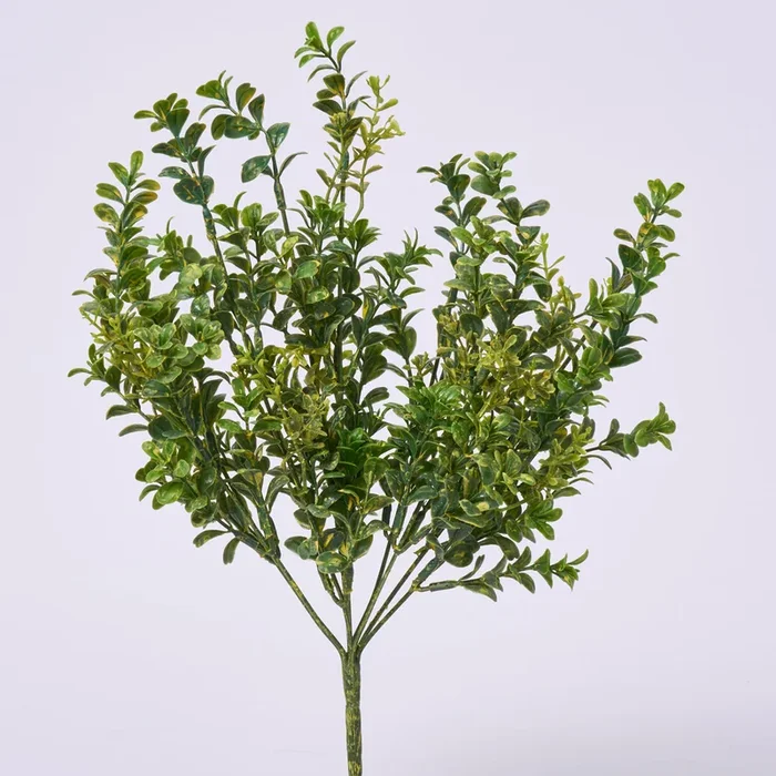 All Season Faux Variegated Boxwood Greenery Bush Spray – 17″