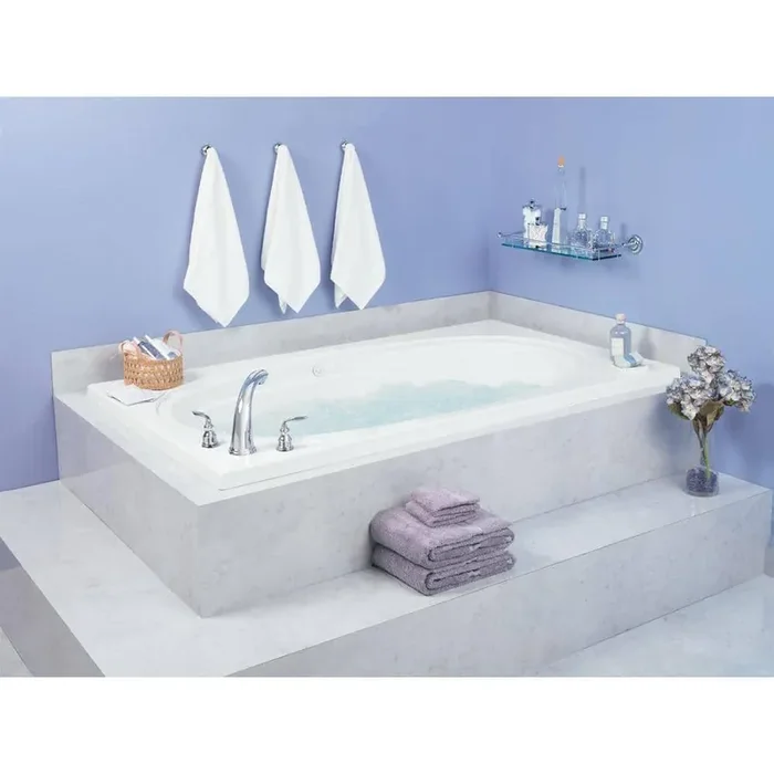 Alydar I 60 in. x 42 in. Rectangular Drop-In Whirlpool Bathtub Acrylic Reversible Drain with Heater in White