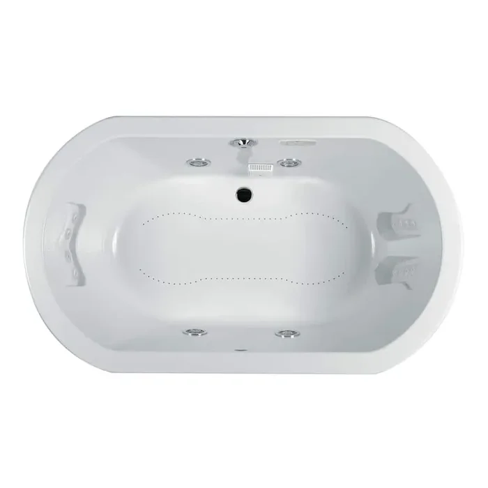 ANZA 60 in. x 42 in. Oval Combination Bathtub with Center Drain in White