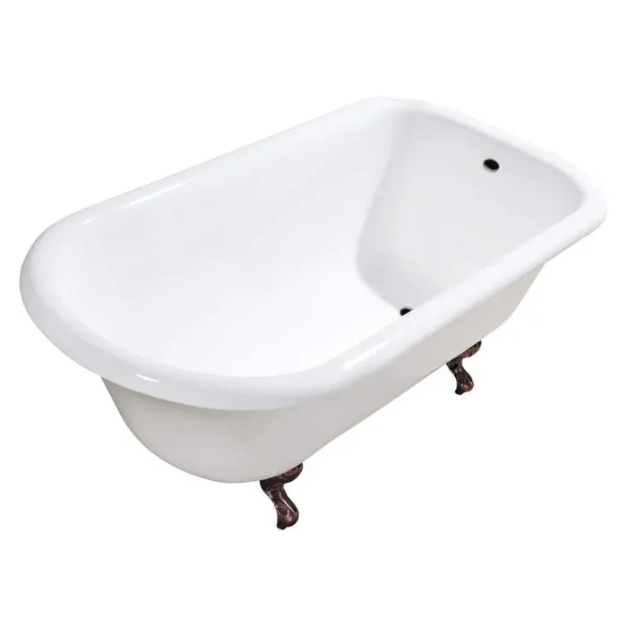 Aqua Eden 48 in. x 30 in. Cast Iron Clawfoot Bathtub in White/Oil Rubbed Bronze