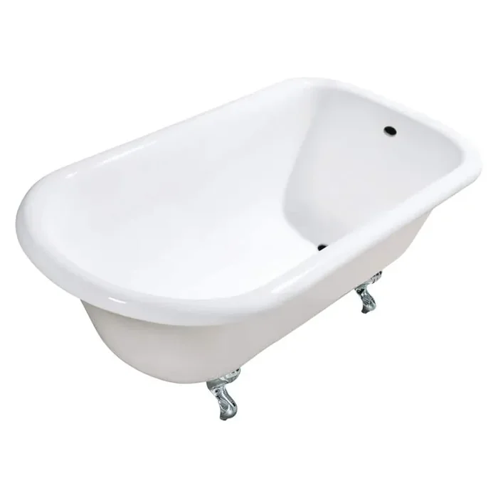 Aqua Eden 48 in. x 30 in. Cast Iron Clawfoot Bathtub in White/Polished Chrome