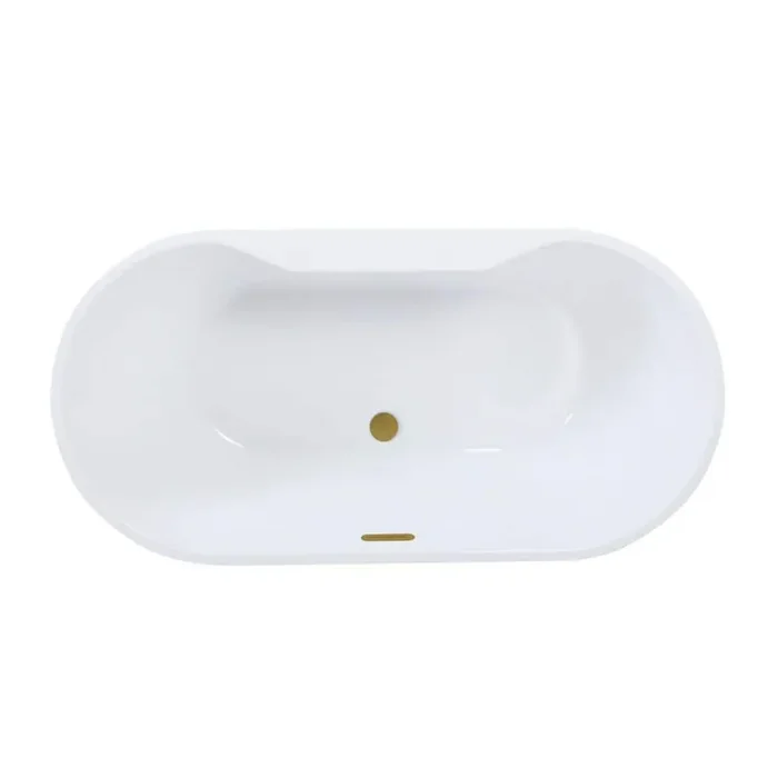 Aqua Eden 51 in. x 27.4 in. Acrylic Flatbottom Soaking Freestanding Bathtub in Glossy White/Brushed Brass with Drain