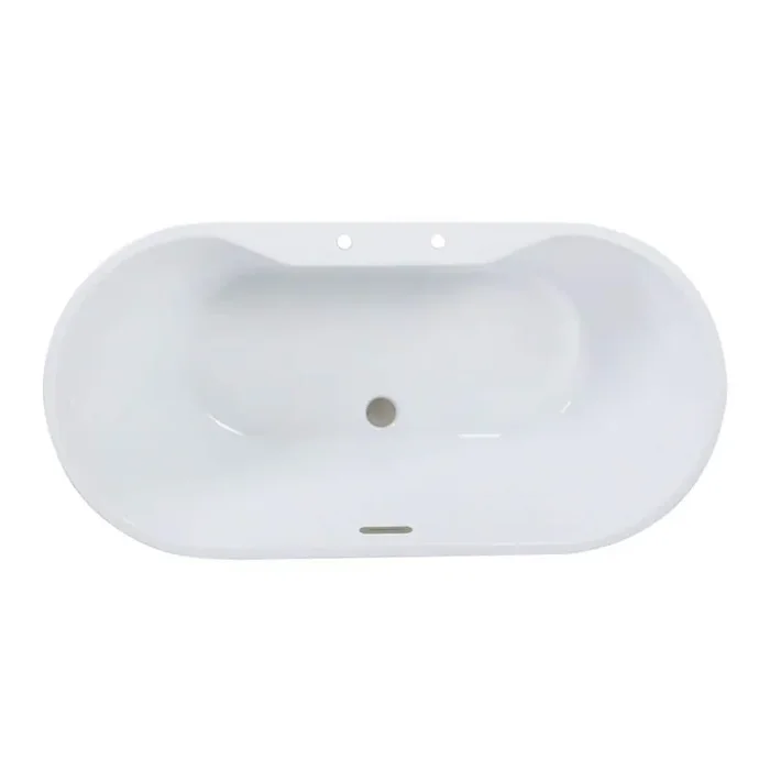 Aqua Eden 51 in. x 27.4 in. Acrylic Flatbottom Soaking Freestanding Bathtub in Glossy White/Brushed Nickel with Drain
