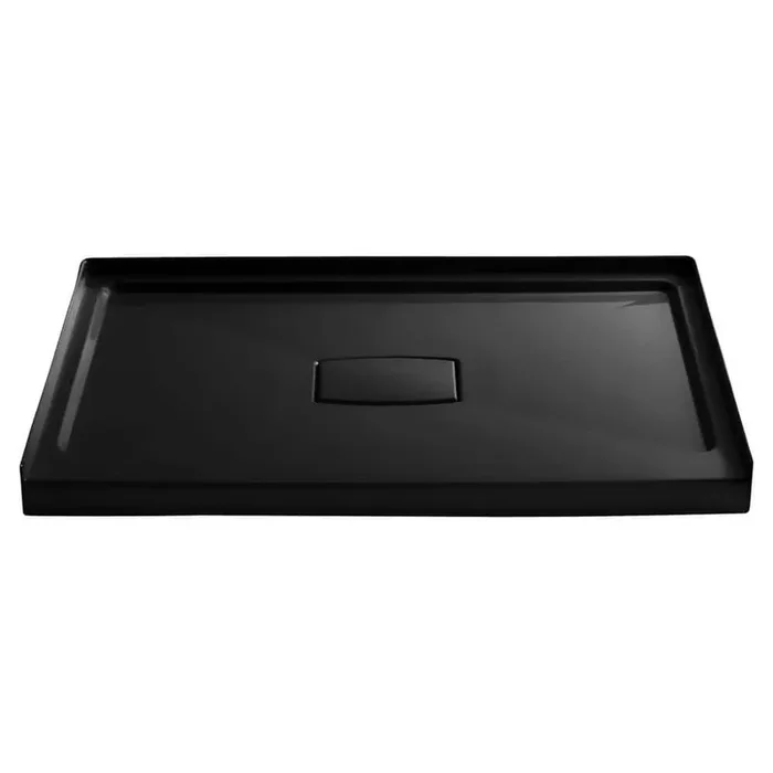 Archer 48 in. L x 36 in. W Alcove Shower Pan Base with Center Drain and Removable Cover in Black