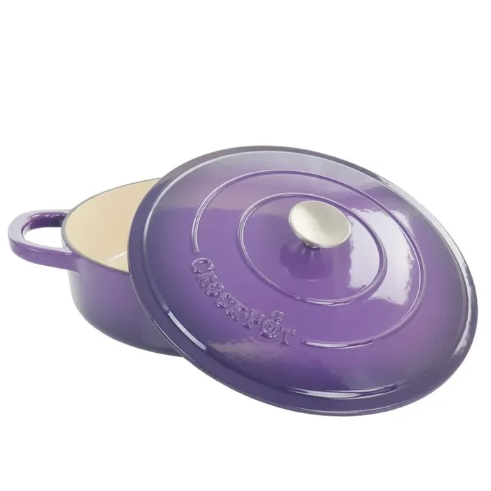 Artisan 5 qt. Round Enameled Cast Iron Braiser Pan with Self Basting Lid in Lavender