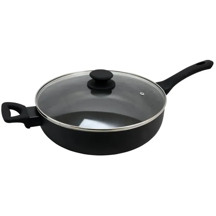Ashford 5 qt. Aluminum Nonstick Saute Pan in Black with Glass Lid