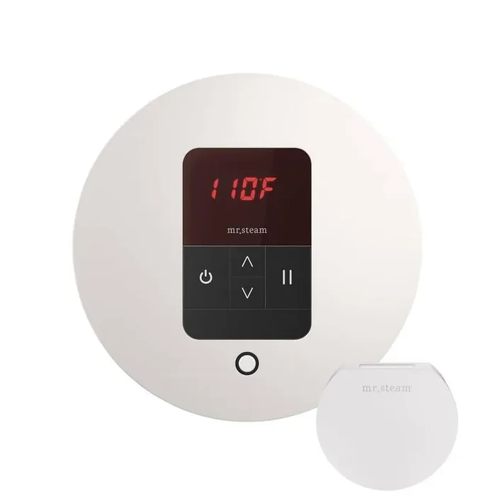 Basic Butler Steam Shower Control Package with Round iTempo Control and Linear Steamhead in White