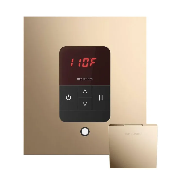 Basic Butler Steam Shower Control Package with Square iTempo Control and Linear Steamhead in Polished Gold