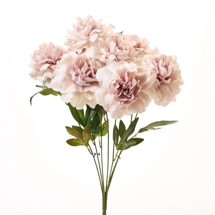 Beige Pink Silk Peony Blooms Floral Bush Stem Bouquet – 22″