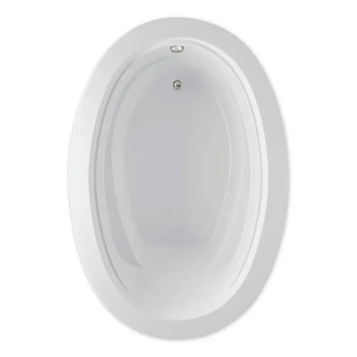 Belmont 60 in. Oval Soaking Bathtub Reversible Drain in Acrylic Drop-in White