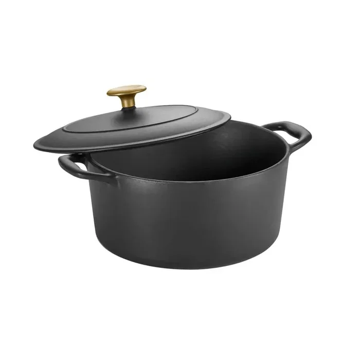 Bestow 5.5 qt. Round Enameled Cast Iron Dutch Oven in Matte Black with Lid