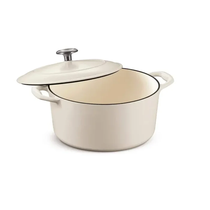 Bestow 5.5 qt. Round Enameled Cast Iron Dutch Oven in Matte White with Lid