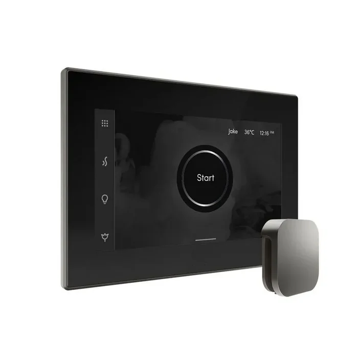 Bliss Max Steam Shower Control Package with iSteamX Control and Linear Steamhead in Black Satin Steel