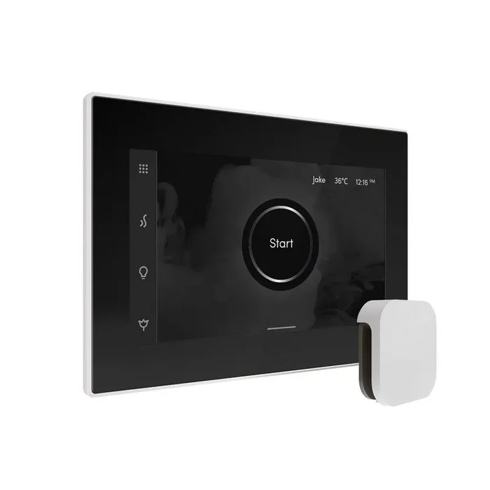 Bliss Steam Shower Control Package with iSteamX Control and Linear Steamhead in Black White