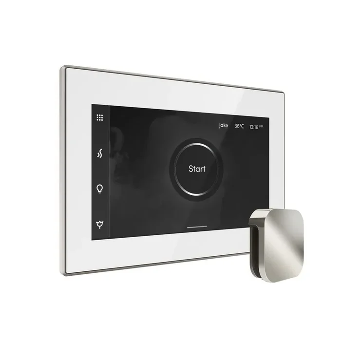 Bliss Steam Shower Control Package with iSteamX Control and Linear Steamhead in White Polished Nickel