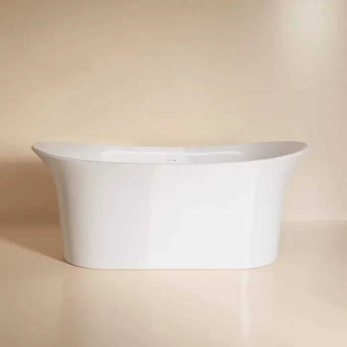 Cascade 66 in. x 30 in. Double Slipper Soaking Freestanding Bathtub in Glossy White, Drain Included