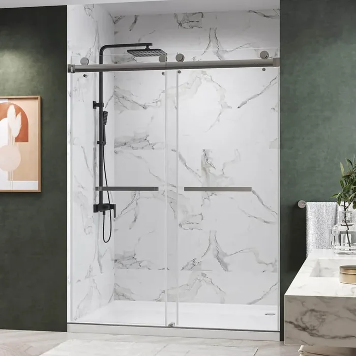 Catalyst 60 in. W x 76 in. H Double Sliding Frameless Shower Door in Chrome with 3/8 in. Ultra Clear Glass