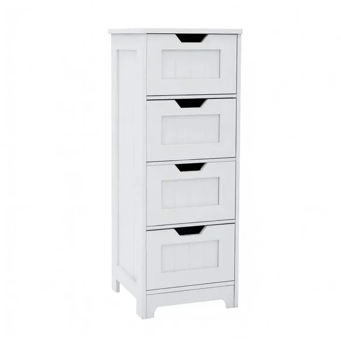 CL 11.81 in. W x 11.81 in. D x 32.68 in. H White MDF Freestanding Linen Cabinet with 4-Drawers
