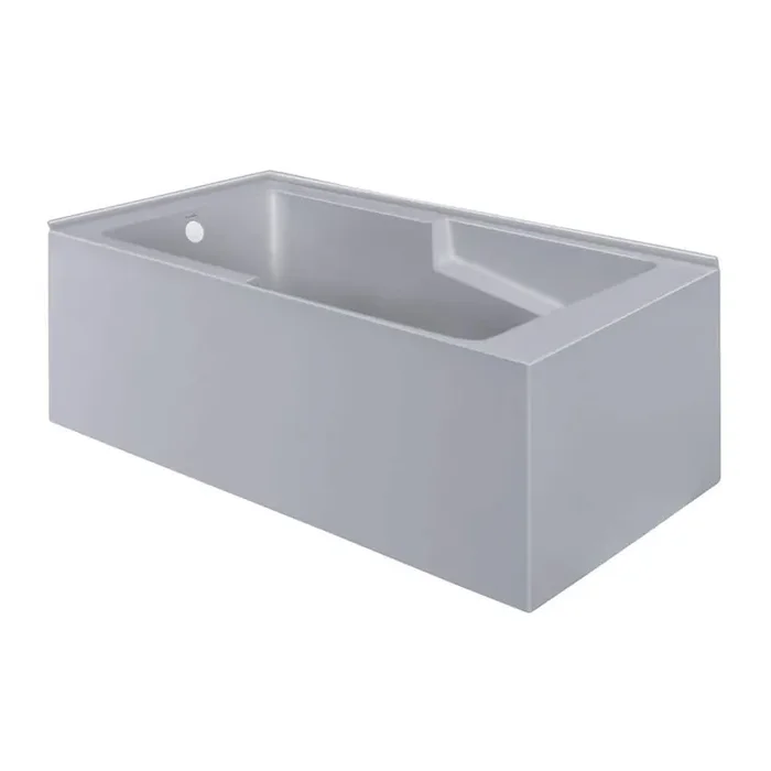 Claire 60 in x 32 in Soaking Alcove Corner Apron Bathtub with Left Drain in Matte Gray