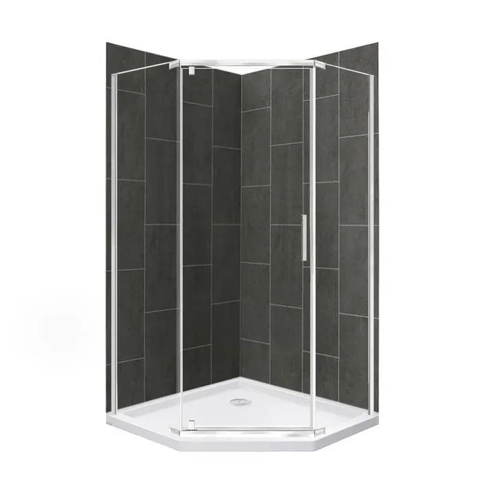 Cove 36 in. L x 36 in. W x 78 in. H Corner Shower Stall/Kit with Corner Drain in Brushed Nickel and Slate