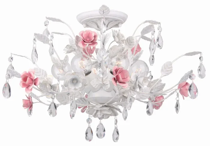 Crystorama – 4850-WW – Six Light Semi Flush Mount – Lola – Wet White – 4850WW