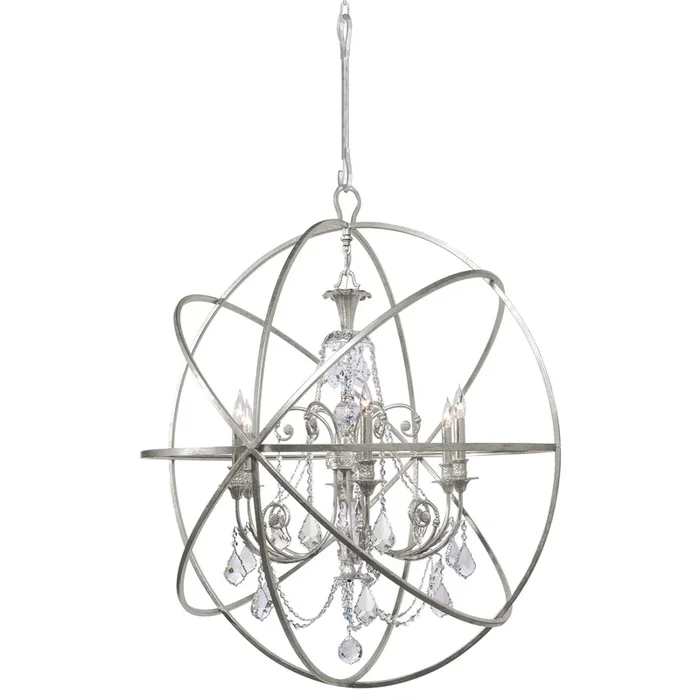 Crystorama – 9219-OS-CL-SAQ – Six Light Chandelier – Solaris – Olde Silver – 9219OSCLSAQ