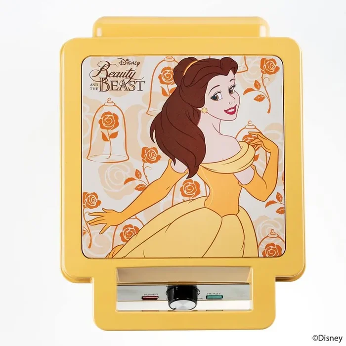 Disney 1200-Watt Beauty and the Beast Yellow Square American Waffler Maker