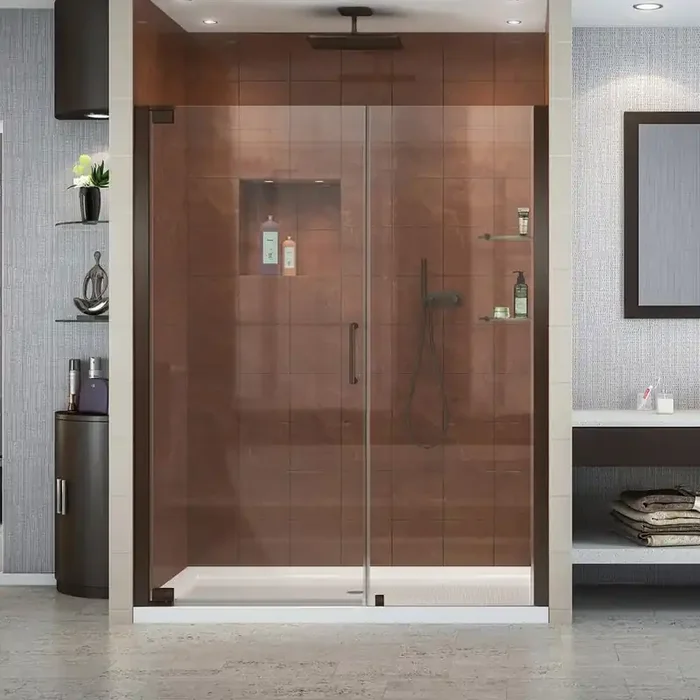 Elegance 51 in. to 53 in. x 72 in. Semi-Frameless Pivot Shower Door in Oil Rubbed Bronze
