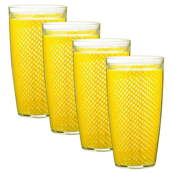 Fishnet 22 oz. Yellow Insulated Drinkware (Set of 4)