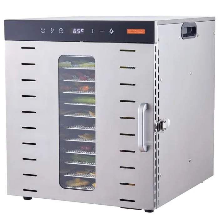 Food Dehydrator Machine, 10-Trays, 1000-Watt Electric Food Dryer in Silver with Digital Adjustable Timer and Temperature