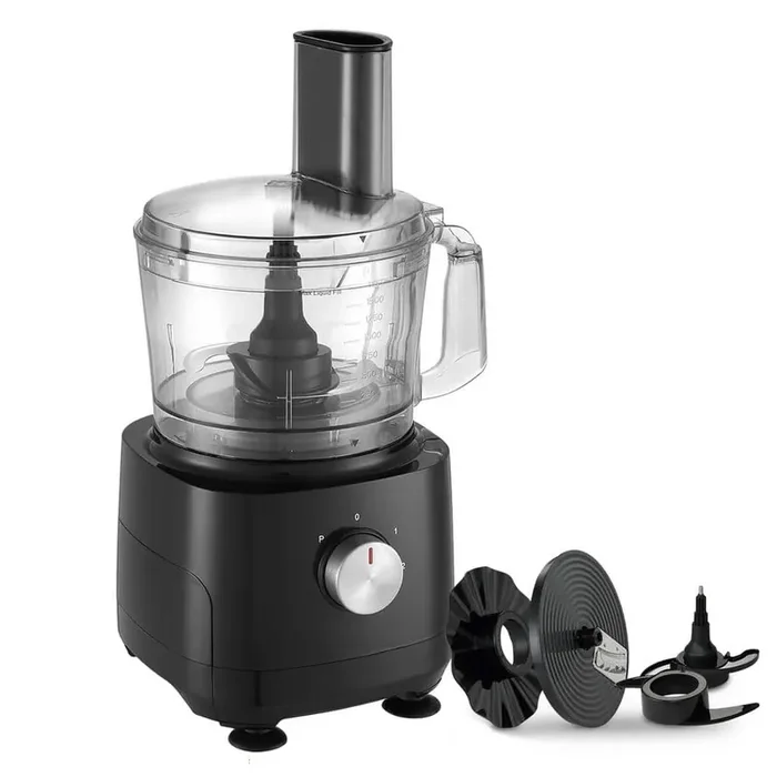 Food Processor 9-Cup 2-Spfeed Black Food Processor, Chopping Shredding Puree and Kneading 600-Watt Stainless Steel Blade