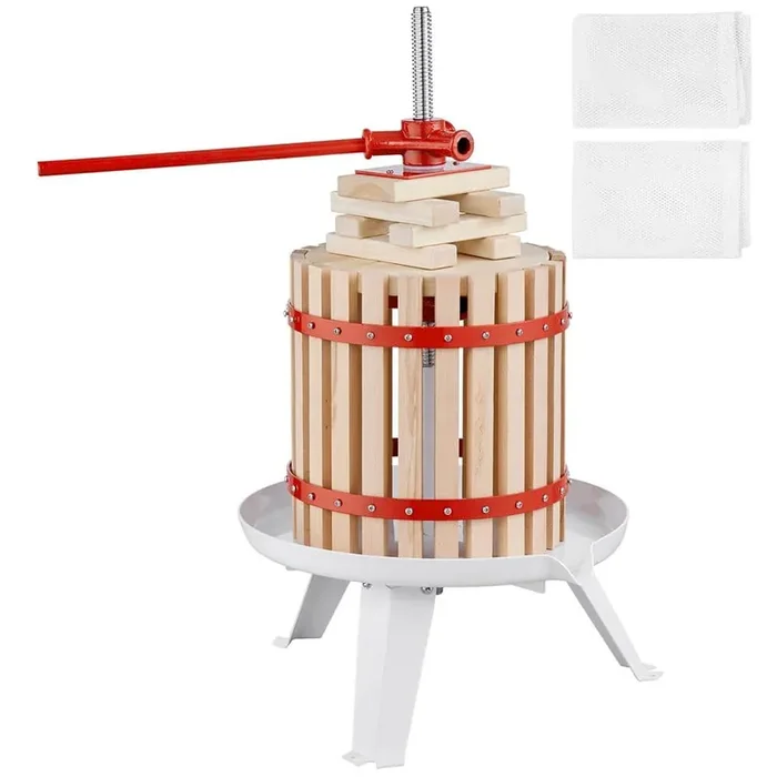 Fruit Wine Press, 2.98 gal. /11. 3L, Solid Wood Basket with 6 Blocks, Manual Juicer for Cider, Apple, Grape, Vegetable