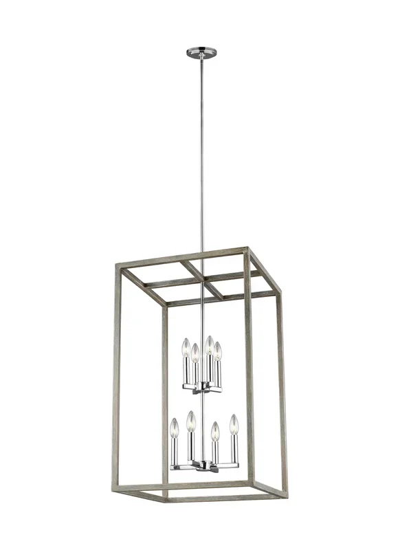 Generation Lighting – 5134508-872 – Eight Light Hall / Foyer Pendant – Moffet Street – Washed Pine