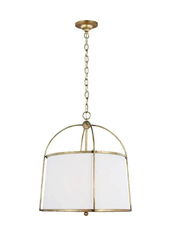 Generation Lighting Stonington Hanging Shade Antique Gild Finish With White Linen Fabric Shade (CP1112ADB)