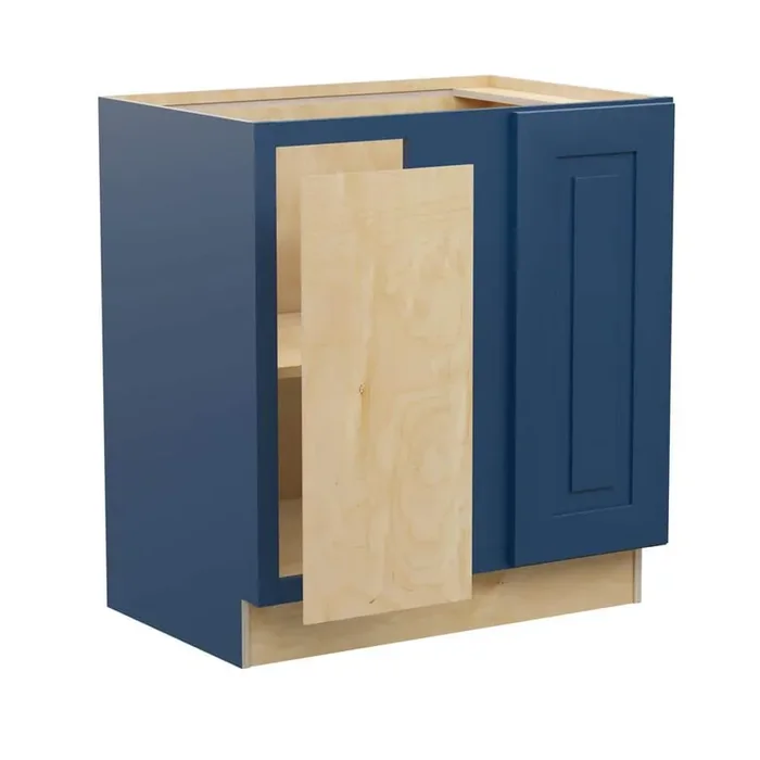 Grayson 30 in. W x 24 in. D x 34.5 in. H Assembled Plywood Blind Base Kitchen Cabinet in Mythic Blue with Soft Close LH