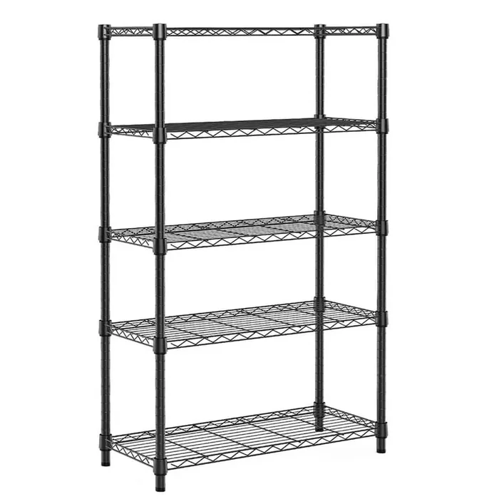 Heavy Duty 5-Tier Utility Shelving Unit, 1750 lbs. Steel Organizer Wire Rack for Kitchen, Office, Garage in Black