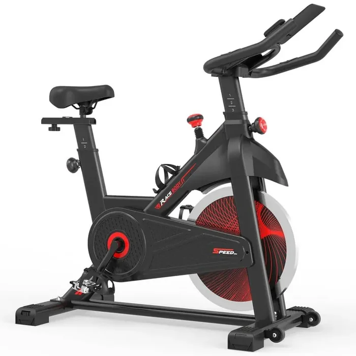 Indoor Adjustable Resistance Fitness Bike Spin Bike Heavy Exercise Bike with LCD Digital Monitor and Adjustable Seat