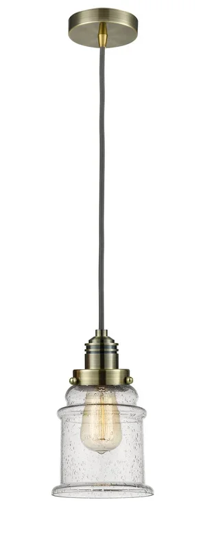 Innovations – 100AB-10GY-2H-AB-G184 – One Light Mini Pendant – Winchester – Antique Brass