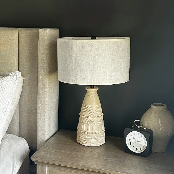 Intricate Beige Bedside Table Lamp – Decor Steals