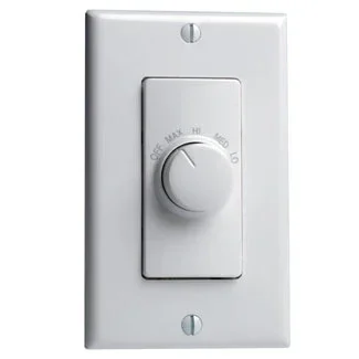 Leviton 1.5 Amp 120VAC 60Hz Single-Pole IllumaTech Quiet Step Electro-Mechanical Rotary Fan Speed Control Ivory (RTF01-10I)